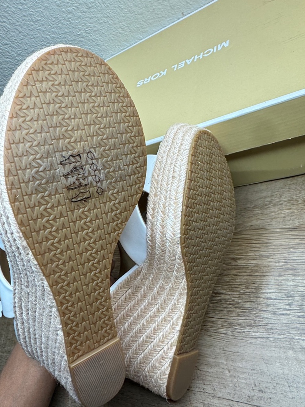 Michael Kors White Espadrille Zip Wedge Sandals - Picture 4 of 5